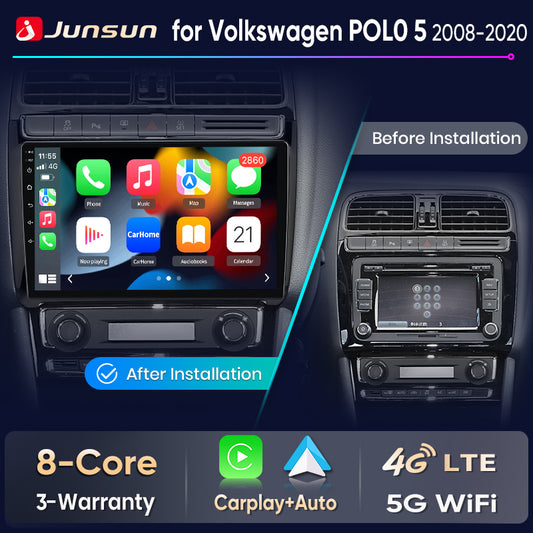 Junsun Wireless CarPlay Car Radio For VW Volkswagen POLO 5 sedan 2008- 2020 Android Multimedia