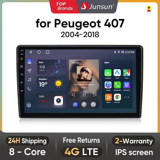 Junsun AI Voice 2 din Android Auto Radio For Peugeot 407 cc SW 407CC 2004 2005 2005 2006 2007 2008 2009 2010 2011 Carplay 4G Car Multimedia GPS 2din autoradio - Junsun Official Store