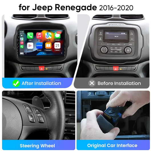 Junsun 2Din eSIM Wirless CarPlay Android Auto Car Radio For Jeep Renegade 2016 2017 2018 2019 2020 DSP RDS BT 4G GPS Multimedia