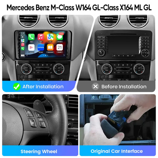 Junsun 8 Core Car Stereo for Mercedes Benz M-Class W164 GL-Class X164 ML GL 2005 2006 2007 2008 2009 2010 2011 2012 Wireless Carplay Android Auto GPS Navigation FM eSIM