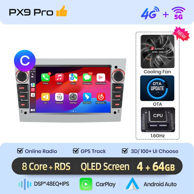 JUNSUN Car Radio For Opel Astra Antara Vectra Corsa Zafira Vivaro Multimedia Wireless Carplay Android Auto Stereo Autoradio