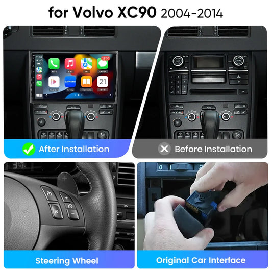Junsun 8 Core Car Stereo for Volvo XC90 2004 2005 2006 2007 2008-2014 Wireless Carplay Android Auto GPS Navigation FM RDS eSIM