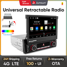 Junsun Bezprzewodowy Carplay Android Auto 7" Wysuwany Ekran Dotykowy Uniwersalne Radio 1 Din Składany Odtwarzacz Multimedialny GPS Autorad