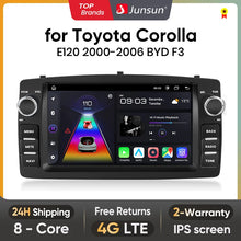 Junsun AI voice 4G LTE bezprzewodowe CarPlay Android Auto Radio do Toyoty Corolla E120 2000-2006 i BYD F3 2003-2020 Inteligentne systemy samochodowe Odtwarzacz multimedialny Stereo RDS BT 2 din autoradio GPS Navi ekran