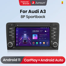 Junsun AI voice 4G LTE bezprzewodowy CarPlay Android Auto Radio dla Audi A3 8P 2003 2004 2005 2006 2007 - 2011 S3 RS3 Sportback Inteligentny system multimedialny Odbiornik stereo RDS BT 2 din autoradio GPS Navi ekran