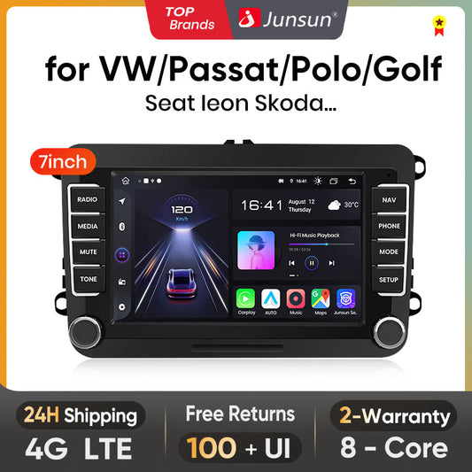 Junsun AI voice 4G LTE wireless CarPlay Android Auto Radio For Volkswagen Golf 5 6 Polo Passat B6 B7 Seat Skoda Jetta Car Intelligent Systems Multimedia player Stereo RDS BT 2 din autoradio GPS Navi screen