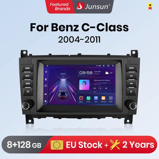 Junsun AI voice 4G LTE bezprzewodowe CarPlay Android Auto Radio dla Mercedes Benz Klasy C W203 W209 C180 W219 2004-2011 Inteligentne systemy samochodowe Odtwarzacz multimedialny Stereo RDS BT 2 din autoradio GPS Navi ekran