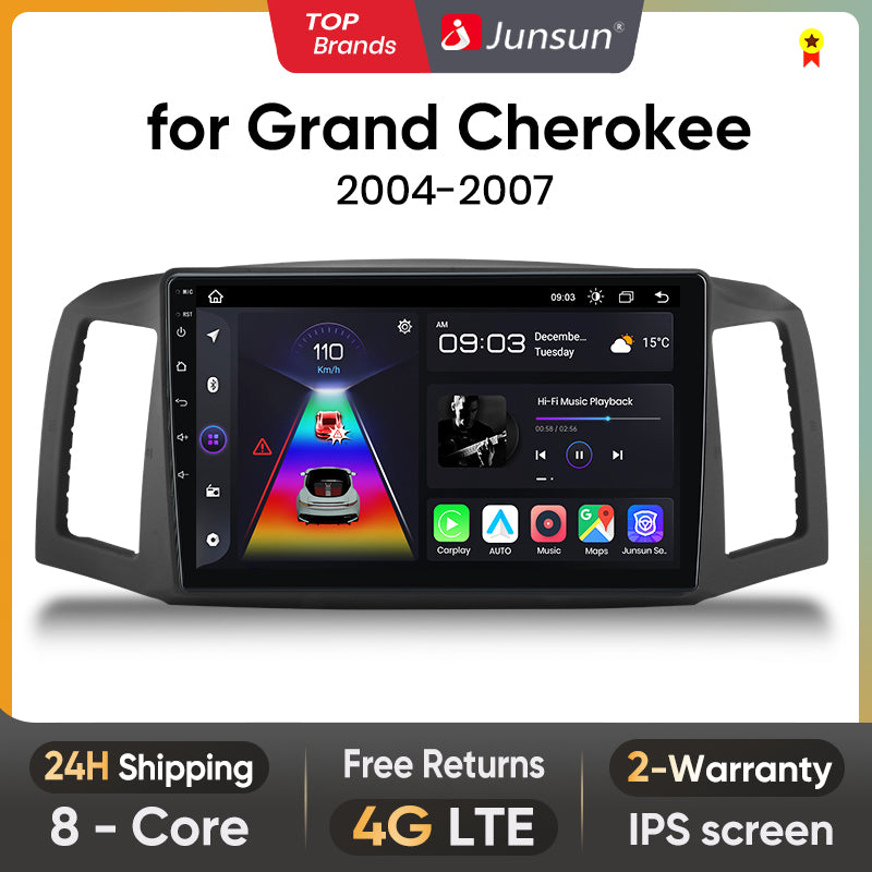 Junsun AI Voice 2 din Android Auto Radio dla JEEP Grand Cherokee 2004 2005 2006 2007 Carplay 4G Car Multimedia GPS 2din autoradio