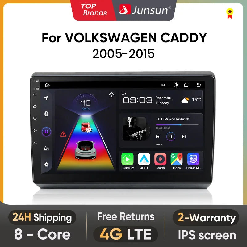Junsun AI Voice 2 din Android Auto Radio dla VOLKSWAGEN CADDY 2005-2015 Carplay 4G Car Multimedia GPS 2din autoradio