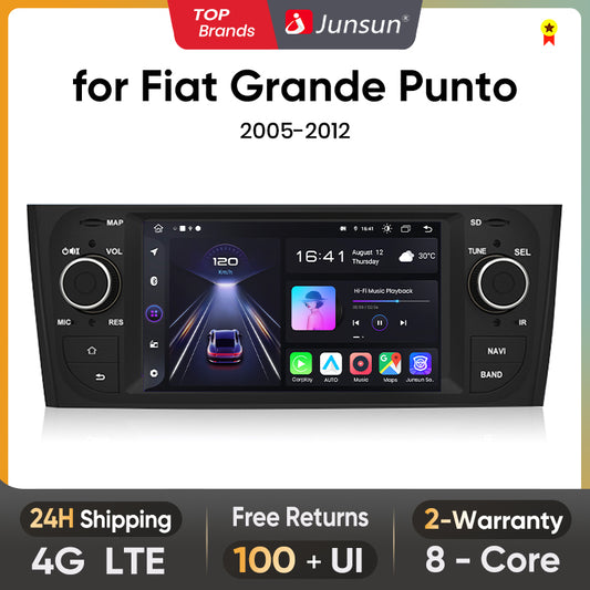 Junsun AI głos 4G LTE bezprzewodowe CarPlay Android Auto Radio dla Fiata Grande Punto 2005-2012 Inteligentne systemy samochodowe Odtwarzacz multimedialny Stereo RDS BT 2 din autoradio GPS Navi ekran
