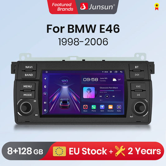 Junsun AI voice 4G LTE bezprzewodowy CarPlay Android Auto Radio dla BMW E46 M3 318/320/325/330/335 Inteligentny system multimedialny Odtwarzacz stereo RDS BT 2 din autoradio GPS Navi ekran