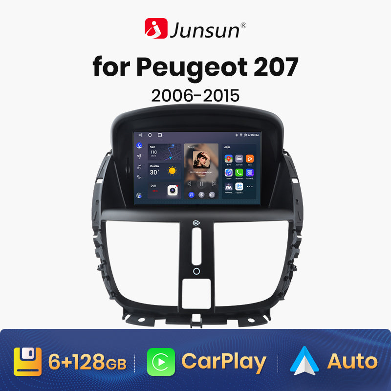 Junsun AI voice 4G LTE wireless CarPlay Android Auto Radio For  Peugeot 207 207CC 2006 - 2015 Car Intelligent Systems Multimedia player Stereo RDS BT 2 din autoradio GPS Navi screen