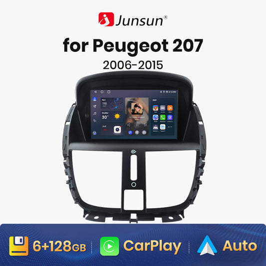 Junsun AI voice 4G LTE bezprzewodowy CarPlay Android Auto Radio dla Peugeot 207 207CC 2006 - 2015 Inteligentny system multimedialny Odbiornik stereo RDS BT 2 din GPS Navi ekran