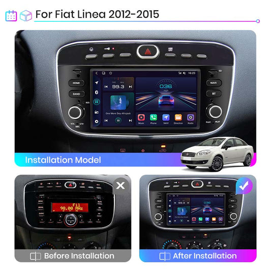 Junsun AI voice 4G LTE bezprzewodowy CarPlay Android Auto Radio do Fiata/Linei/Punto Evo 2012-2015 Inteligentny system multimedialny Odtwarzacz stereo RDS BT 2 din autoradio GPS Navi ekran