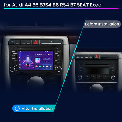 Junsun AI voice 4G LTE bezprzewodowe CarPlay Android Auto Radio do Audi A4 B9 B8 B7 B6 S4 RS4 SEAT Exeo Inteligentny system multimedialny Odbiornik stereo RDS BT 2 din autoradio GPS Navi ekran