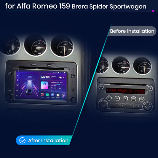 Junsun AI voice 4G LTE bezprzewodowe CarPlay Android Auto Radio do Alfa Romeo 159 Brera Spider Sportwagon Inteligentny system multimedialny Odbiornik stereo RDS BT 2 din GPS Navi ekran