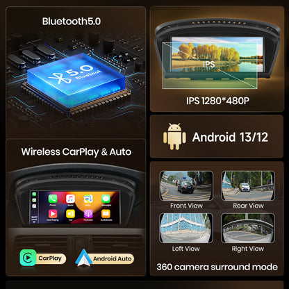 Junsun 8.8 Inch Wireless CarPlay Andorid Auto Car Radio For BMW 5 Series E60 E61 E62 2004-2010 4G WiFi BT Audio Head Unit