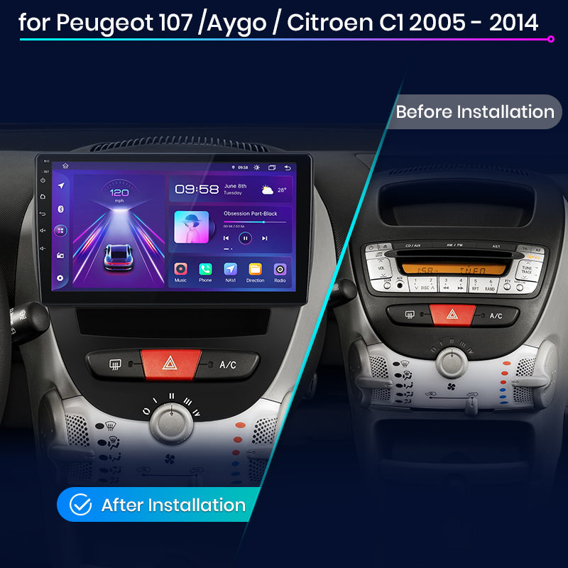 Junsun AI Voice 2 din Android Auto Radio For Peugeot 107 Toyota Aygo Citroen C1 2005 - 2014Carplay 4G Car Multimedia GPS 2din autoradio