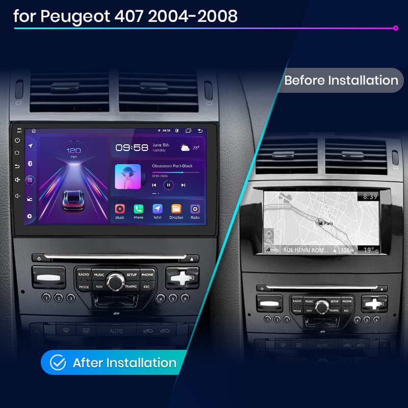 Junsun AI Voice 2 din Android Auto Radio dla Peugeot 407 cc SW 407CC 2004 2005 2006 2007 2008 2009 2010 2011 Carplay 4G Car Multimedia GPS 2din autoradio