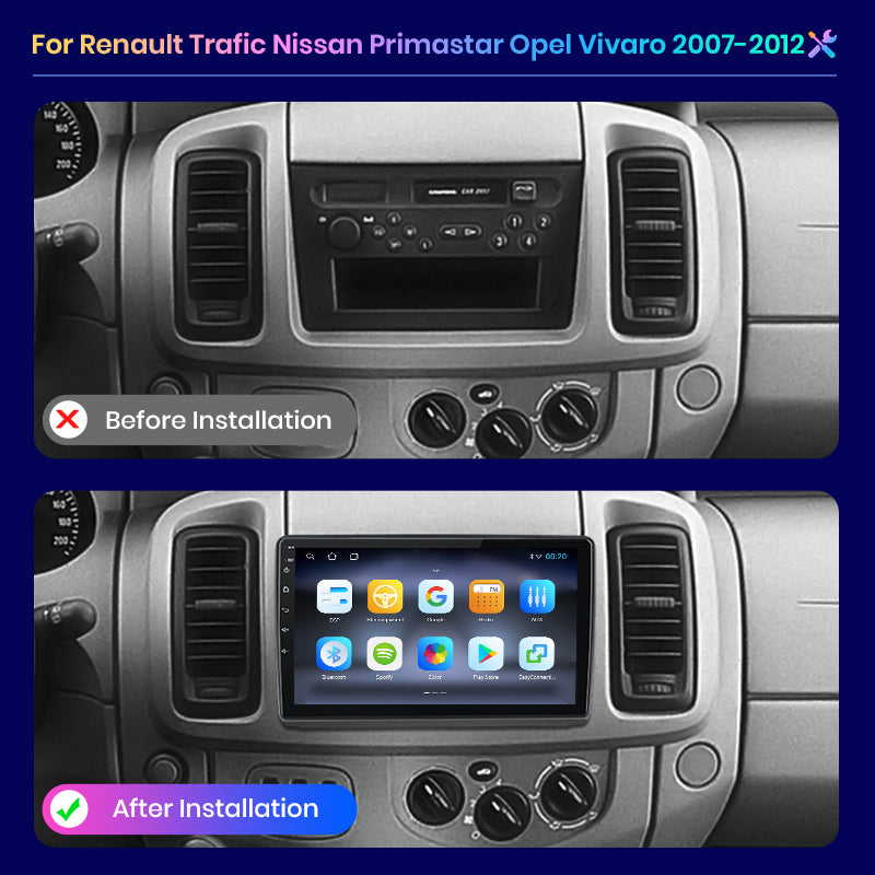Junsun AI Voice 2 din Android Auto Radio do Renault Trafic Nissan Primastar Opel Vivaro 2006-2010 Carplay 4G Car Multimedia GPS 2din autoradio