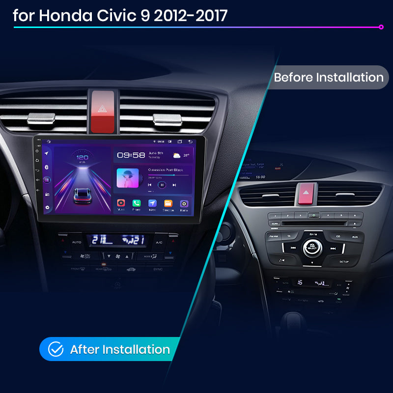 Junsun AI Voice 2 din Android Auto Radio do Hondy Civic 9 FK FB 2012 - 2017 Carplay 4G Car Multimedia GPS 2din autoradio