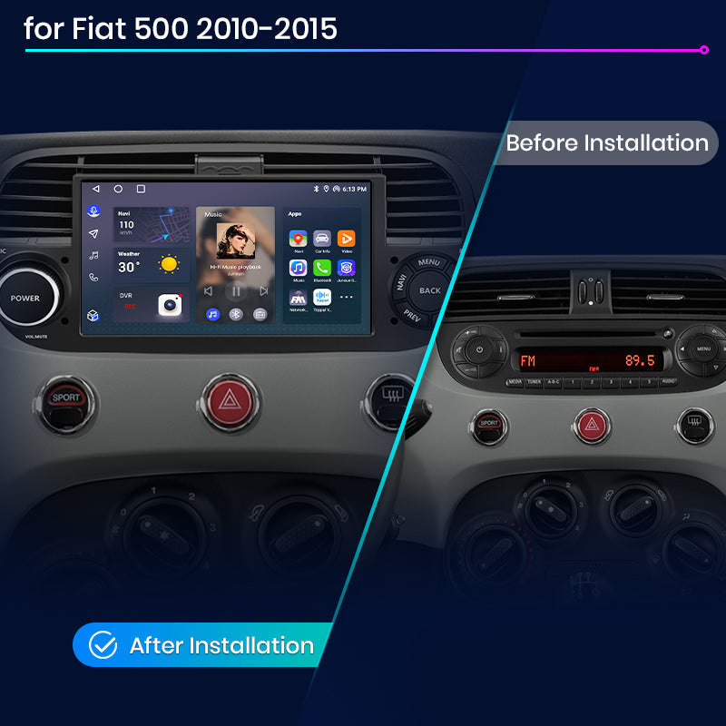Junsun AI voice 4G LTE bezprzewodowy CarPlay Android Auto Radio do FIAT 500 Abarth 2007-2015 Inteligentny system multimedialny Odtwarzacz stereo RDS BT 2 din autoradio GPS Navi ekran