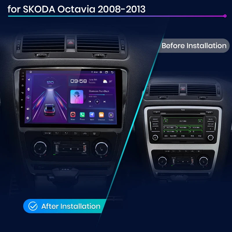 Junsun AI Voice 2 din Android Auto Radio dla Skoda Octavia 2 A5 2008-2013 Carplay 4G Car Multimedia GPS 2din autoradio