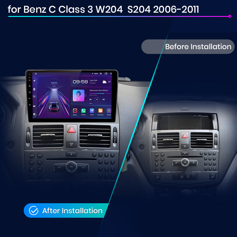 Junsun AI Voice 2 din Android Auto Radio For Mercedes Benz C Class 3 W204 S204 2006 - 2011 Carplay 4G Car Multimedia GPS 2din autoradio