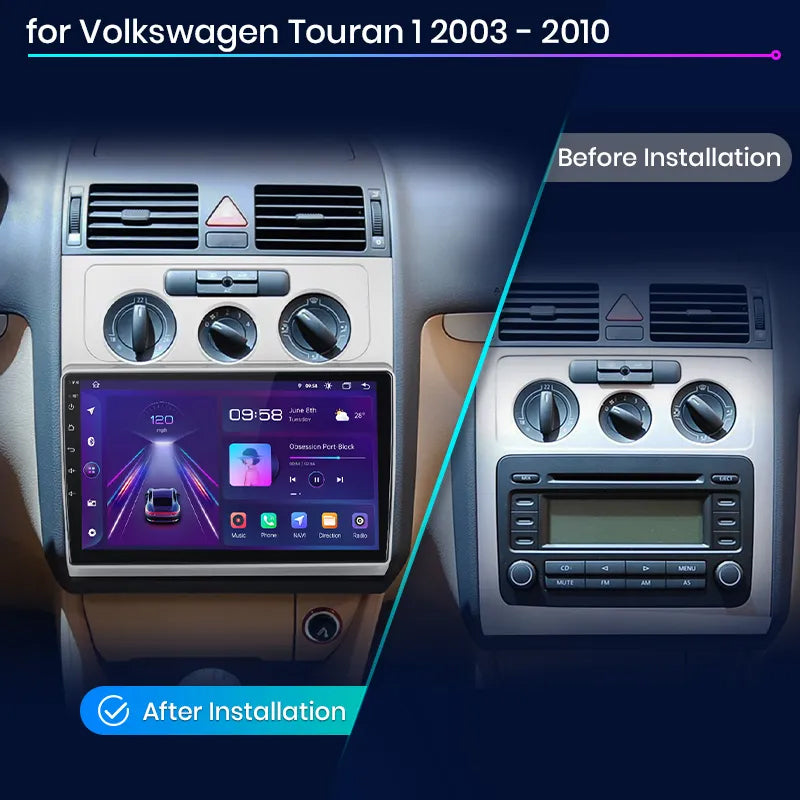 Junsun AI Voice 2 din Android Auto Radio dla Volkswagen Touran 1 2003 - 2010 Carplay 4G Car Multimedia GPS 2din autoradio