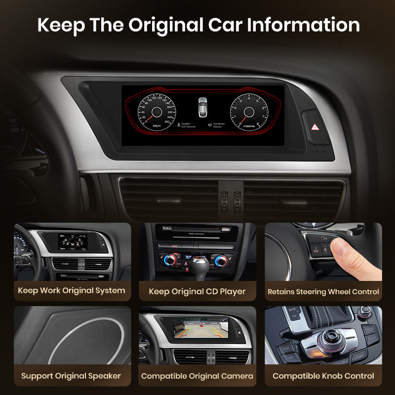 Junsun Wireless CarPlay Android Auto Car Radio For Audi A5 2009 2010 2011 2012-2016 8 core 4G WiFi BT GPS Touch Screen Autoradio