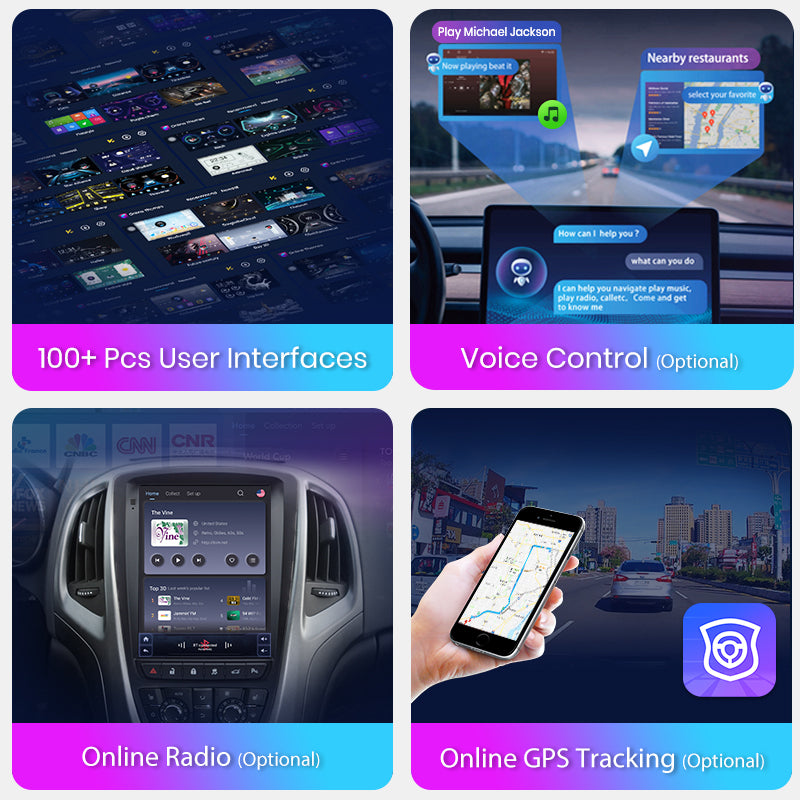 Junsun w stylu Tesli Android Auto Wireless Carplay Radio Multimedialne do Opel Astra J Vauxhall Buick Verano 2009-2013 nie 2din