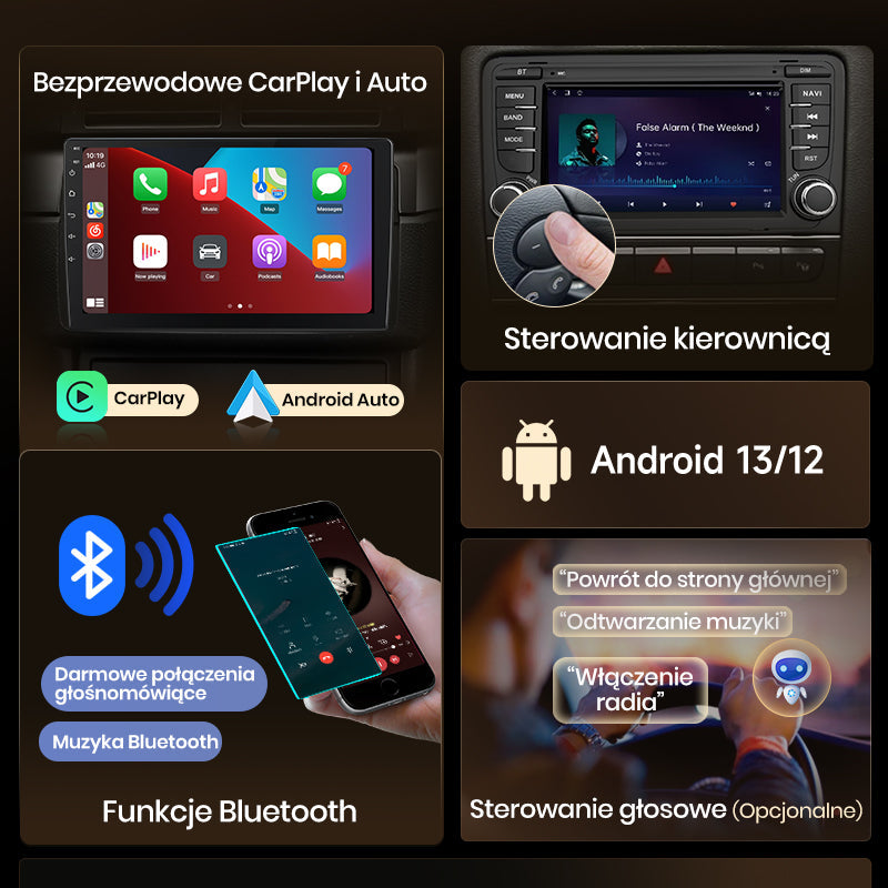 Junsun AI voice 4G LTE bezprzewodowy CarPlay Android Auto Radio do Ford Focus S-Max Mondeo Galaxy C-Max Kuga Inteligentny system multimedialny Odtwarzacz stereo RDS BT 2 din autoradio GPS Navi ekran