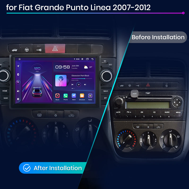 Junsun AI głos 4G LTE bezprzewodowe CarPlay Android Auto Radio dla Fiata Grande Punto 2005-2012 Inteligentne systemy samochodowe Odtwarzacz multimedialny Stereo RDS BT 2 din autoradio GPS Navi ekran