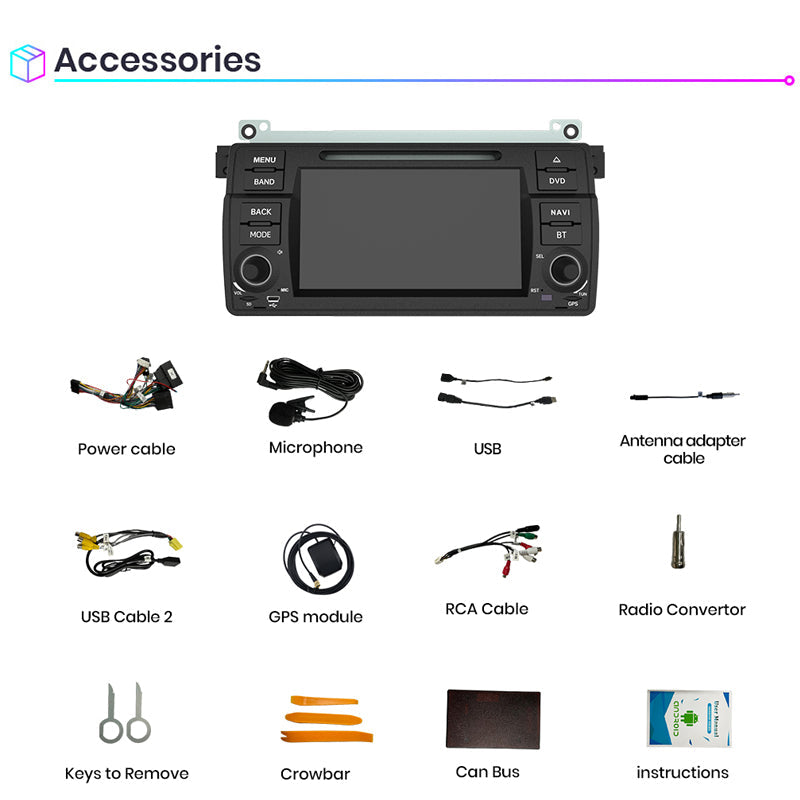Junsun AI voice 4G LTE wireless CarPlay Android Auto Radio For BMW E46 M3 318/320/325/330/335 Car Intelligent Systems Multimedia player Stereo RDS BT 2 din autoradio GPS Navi screen