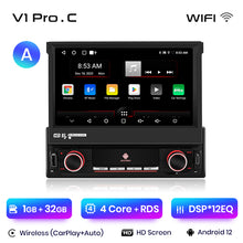 Junsun Bezprzewodowy Carplay Android Auto 7" Wysuwany Ekran Dotykowy Uniwersalne Radio 1 Din Składany Odtwarzacz Multimedialny GPS Autorad