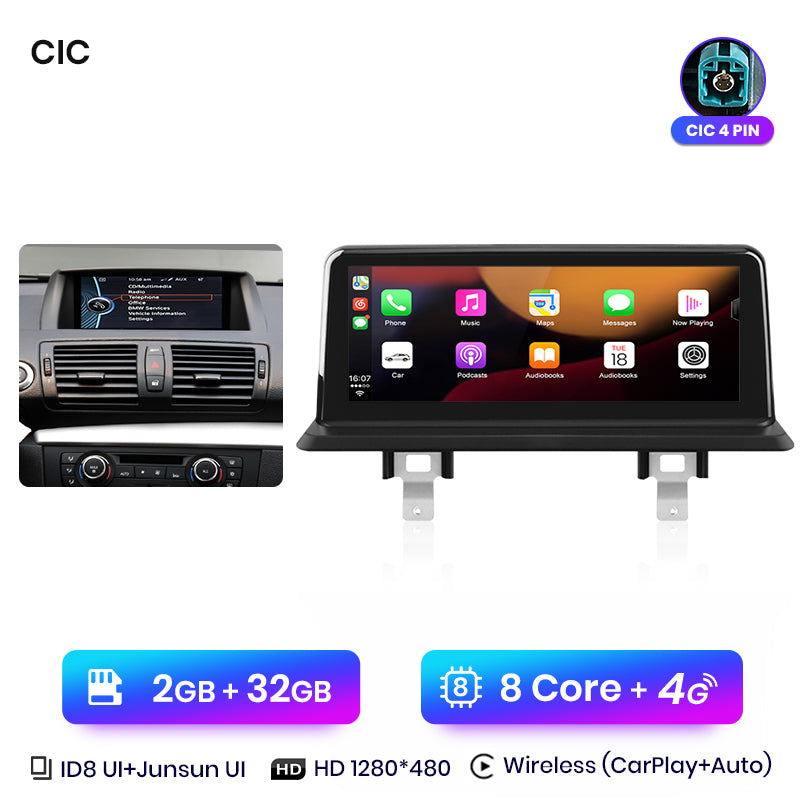 Junsun AI Głos Bezprzewodowe CarPlay Radio Samochodowe Multimedia dla BMW E81 E82 E87 E88 2005-2012 DSP GPS 8 Rdzeni GPS Autoradio
