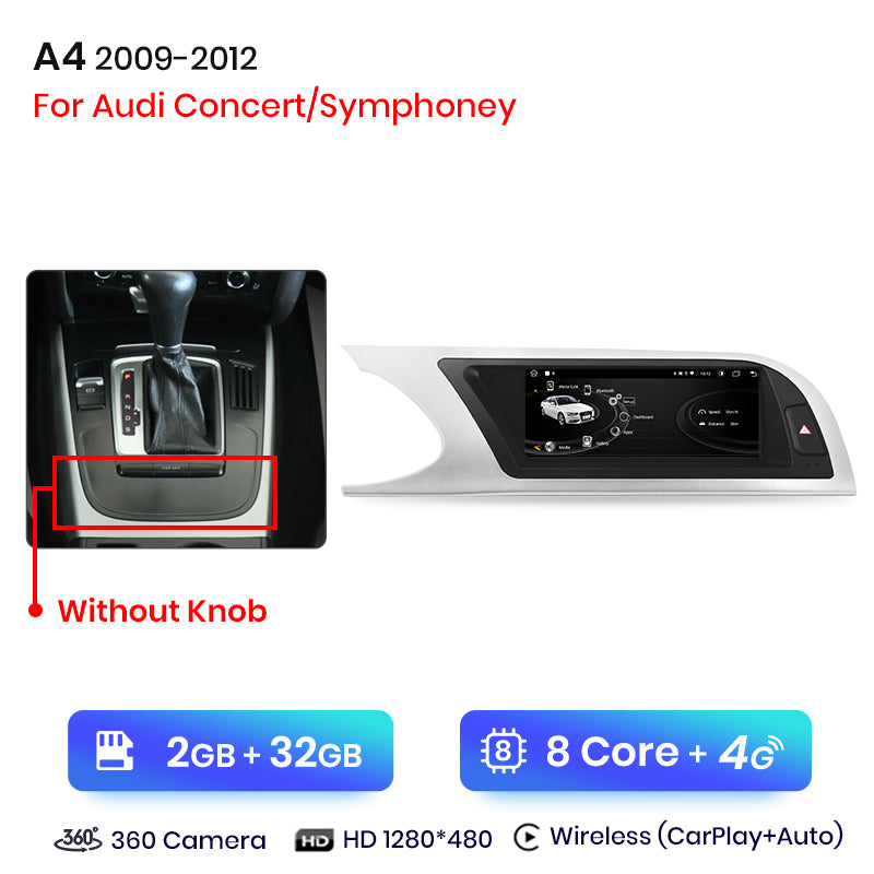 Junsun 8,8 cala Bezprzewodowe CarPlay i Android Auto Radio Multimedialne dla Audi A4 A4L B8 2009-2016 Nawigacja Autoradio