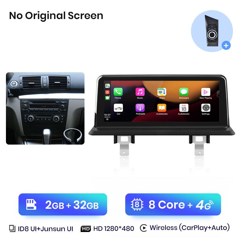 Junsun AI Głos Bezprzewodowe CarPlay Radio Samochodowe Multimedia dla BMW E81 E82 E87 E88 2005-2012 DSP GPS 8 Rdzeni GPS Autoradio