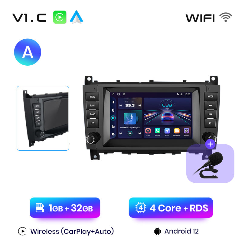 Junsun AI voice 4G LTE wireless CarPlay Android Auto Radio For Mercedes Benz C-Class W203 W209 C180 W219 2004-2011 Car Intelligent Systems Multimedia player Stereo RDS BT 2 din autoradio GPS Navi screen