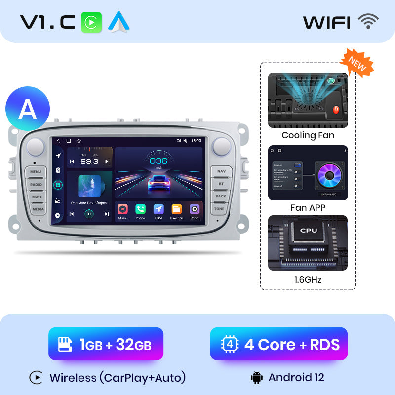 Junsun AI voice 4G LTE bezprzewodowy CarPlay Android Auto Radio do Ford Focus S-Max Mondeo Galaxy C-Max Kuga Inteligentny system multimedialny Odtwarzacz stereo RDS BT 2 din autoradio GPS Navi ekran