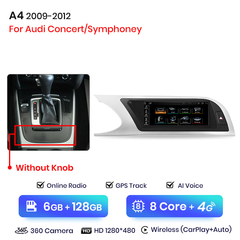 Junsun 8,8 cala Bezprzewodowe CarPlay i Android Auto Radio Multimedialne dla Audi A4 A4L B8 2009-2016 Nawigacja Autoradio