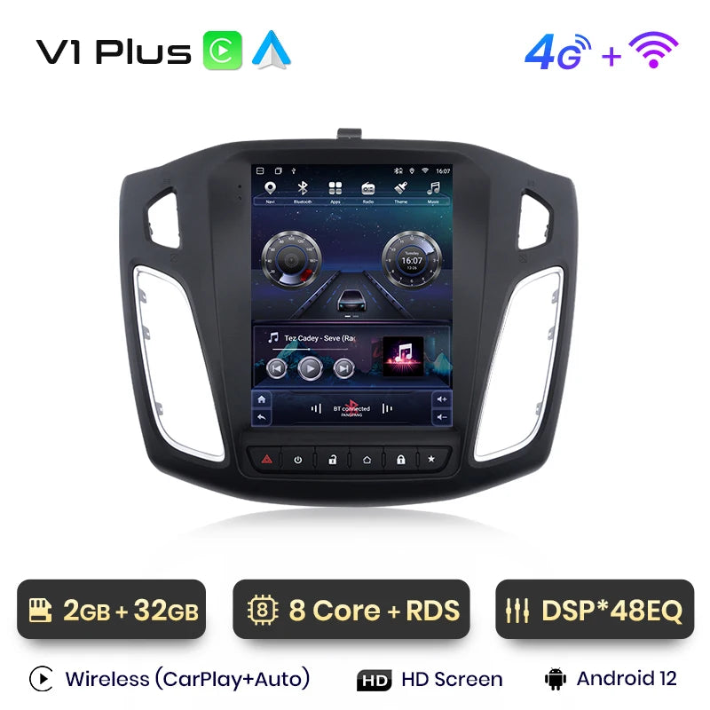 Junsun dla Tesli Styl Android Auto 4G Bezprzewodowe Carplay DSP Radio Odtwarzacz Multimedialny dla Forda Focus MK 3 2012-2017 bez 2din