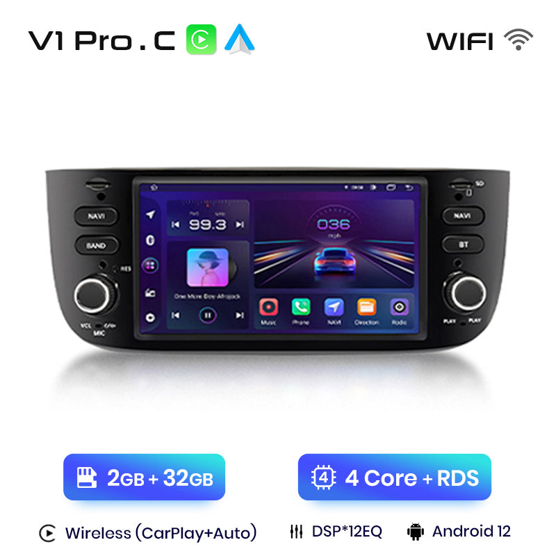 Junsun AI voice 4G LTE bezprzewodowy CarPlay Android Auto Radio do Fiata/Linei/Punto Evo 2012-2015 Inteligentny system multimedialny Odtwarzacz stereo RDS BT 2 din autoradio GPS Navi ekran