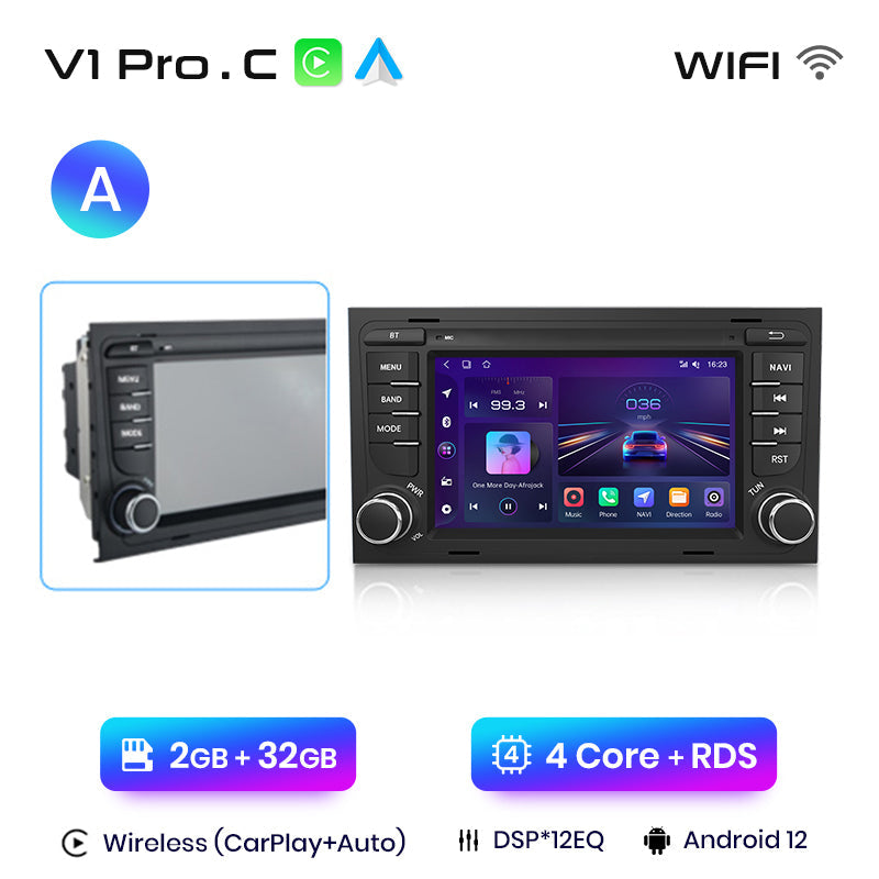 Junsun AI voice 4G LTE bezprzewodowe CarPlay Android Auto Radio do Audi A4 B9 B8 B7 B6 S4 RS4 SEAT Exeo Inteligentny system multimedialny Odbiornik stereo RDS BT 2 din autoradio GPS Navi ekran