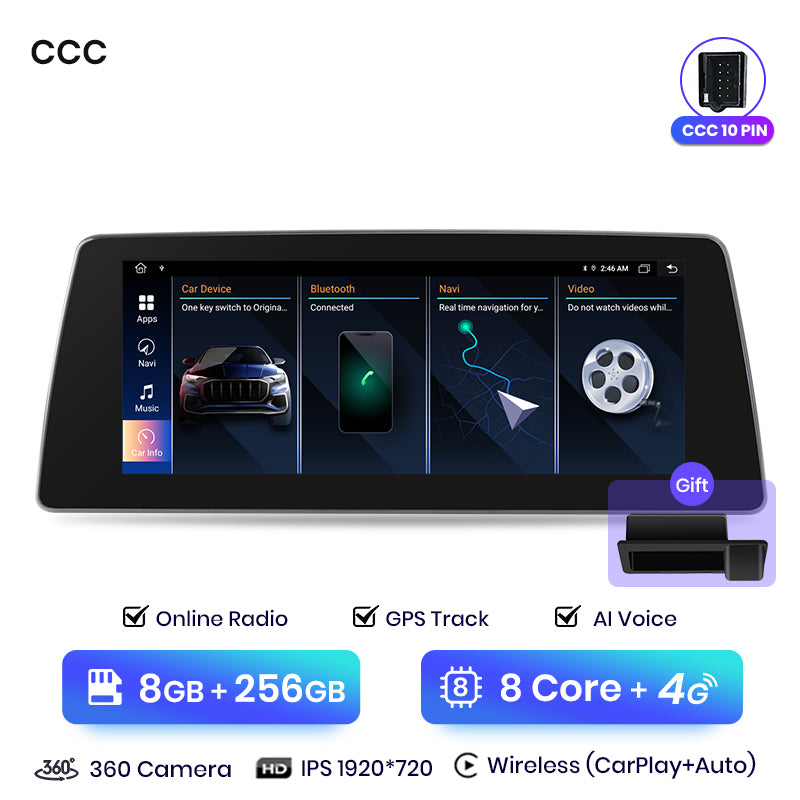 Junsun 8.8 Inch Wireless CarPlay Andorid Auto Car Radio For BMW 5 Series E60 E61 E62 2004-2010 4G WiFi BT Audio Head Unit