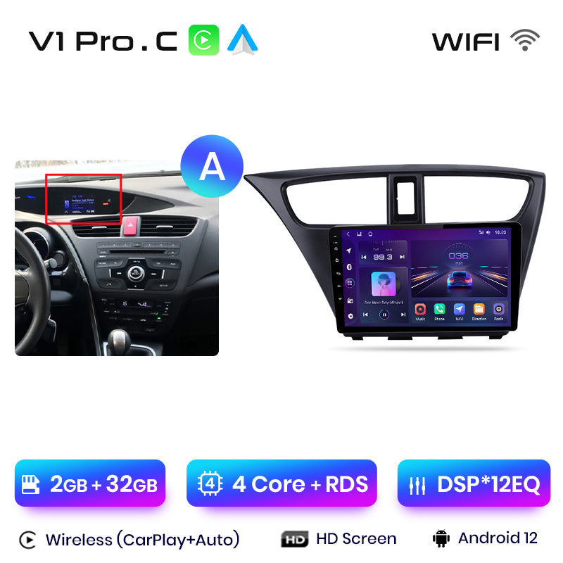 Junsun AI Voice 2 din Android Auto Radio do Hondy Civic 9 FK FB 2012 - 2017 Carplay 4G Car Multimedia GPS 2din autoradio