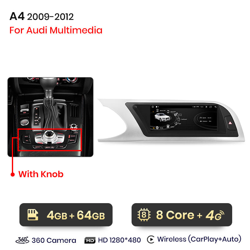 Junsun 8,8 cala Bezprzewodowe CarPlay i Android Auto Radio Multimedialne dla Audi A4 A4L B8 2009-2016 Nawigacja Autoradio