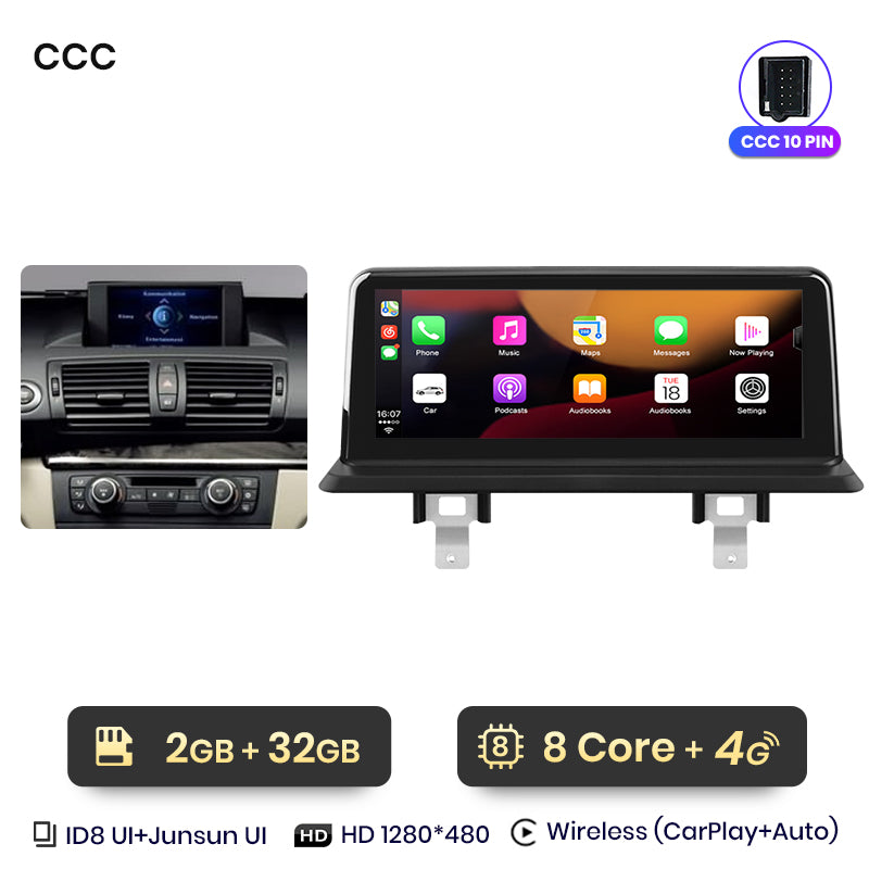 Junsun AI Głos Bezprzewodowe CarPlay Radio Samochodowe Multimedia dla BMW E81 E82 E87 E88 2005-2012 DSP GPS 8 Rdzeni GPS Autoradio