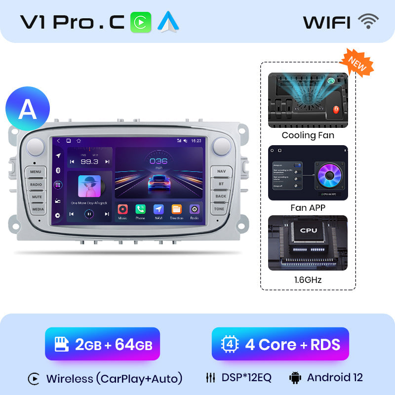 Junsun AI voice 4G LTE bezprzewodowy CarPlay Android Auto Radio do Ford Focus S-Max Mondeo Galaxy C-Max Kuga Inteligentny system multimedialny Odtwarzacz stereo RDS BT 2 din autoradio GPS Navi ekran