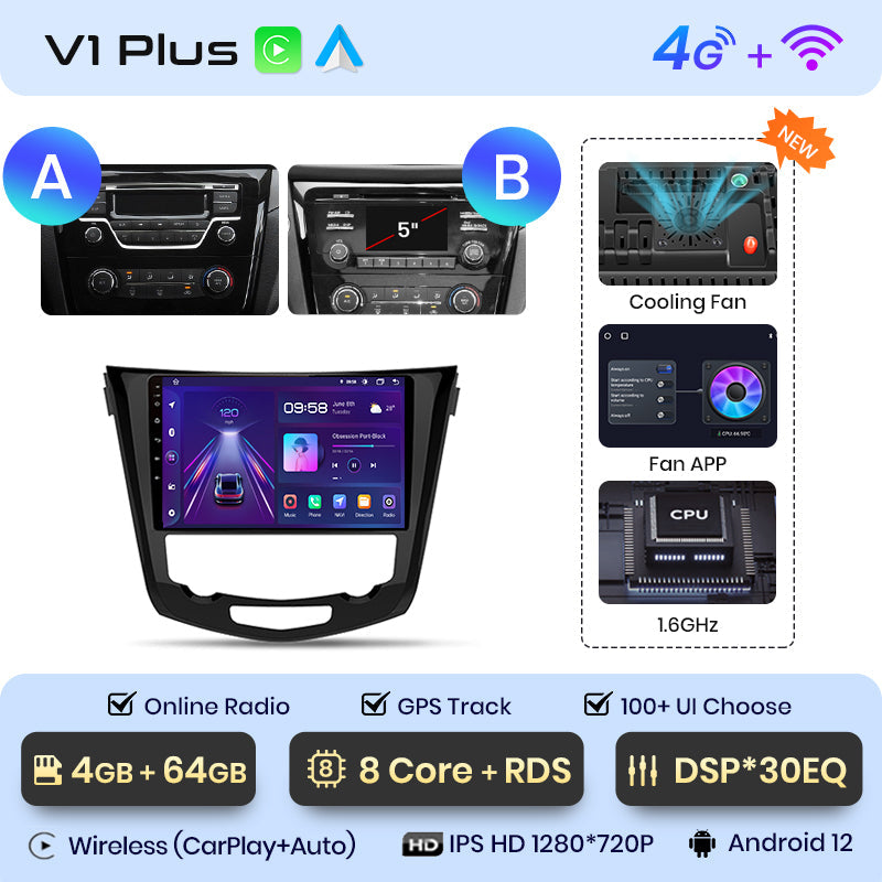 Junsun Bezprzewodowe CarPlay Radio Multimedialne Dla Nissana Qashqai J11 X-Trail T32 2013-2017 Android Auto GPS Autoradio Samochodowe Inteligentne